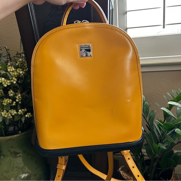 Dooney & Bourke Handbags - Vintage Dooney & Bourke Yellow Leather Parasole Backpack